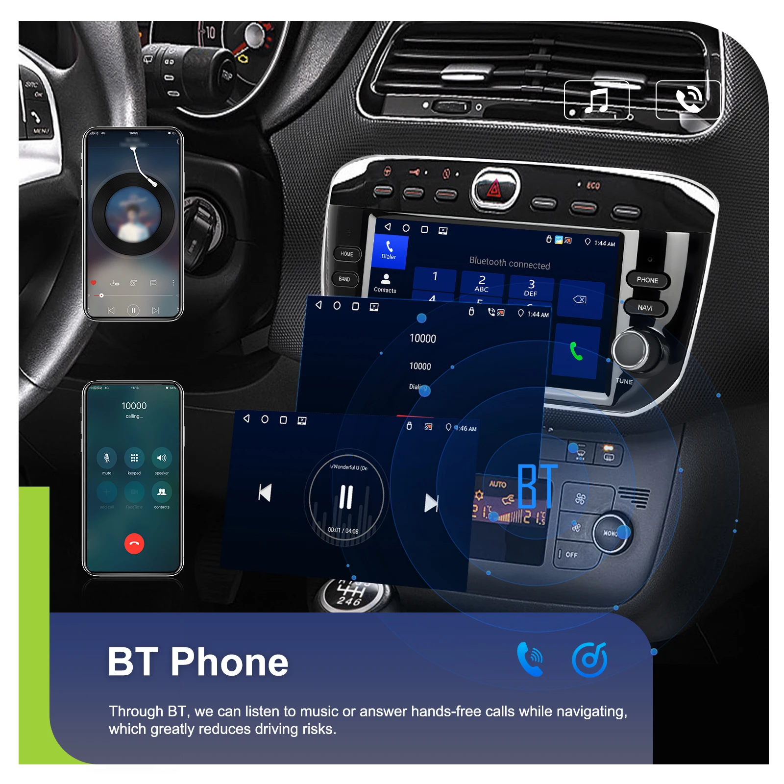 Podofo 2DIN 4+64G Android Autoradio für FIAT Punto 2012–2016 Auto-Multimedia-Player Carplay Android Auto GPS Mirror Link USB – Detail 20