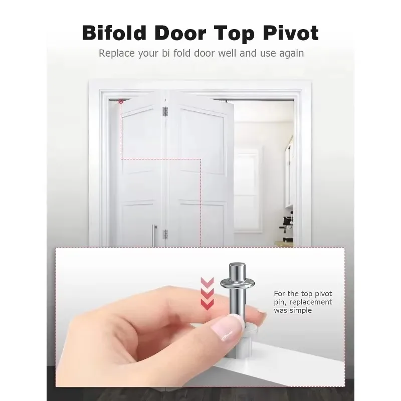 For Bifold Door Top Guide Wheels Plastic for Closets Pantries Laundry Rooms Stainless Steel Bifold Door Top Pivot Hinge Suite