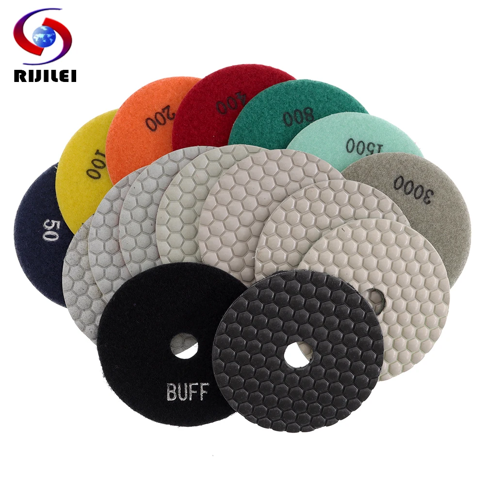 Conjunto Polegada Almofada de Polimento a Seco Afiada 100 mm Buff Diamante Polimento Almofadas para Granito Pedra Mármore Concreto Disco Lixamento Peças