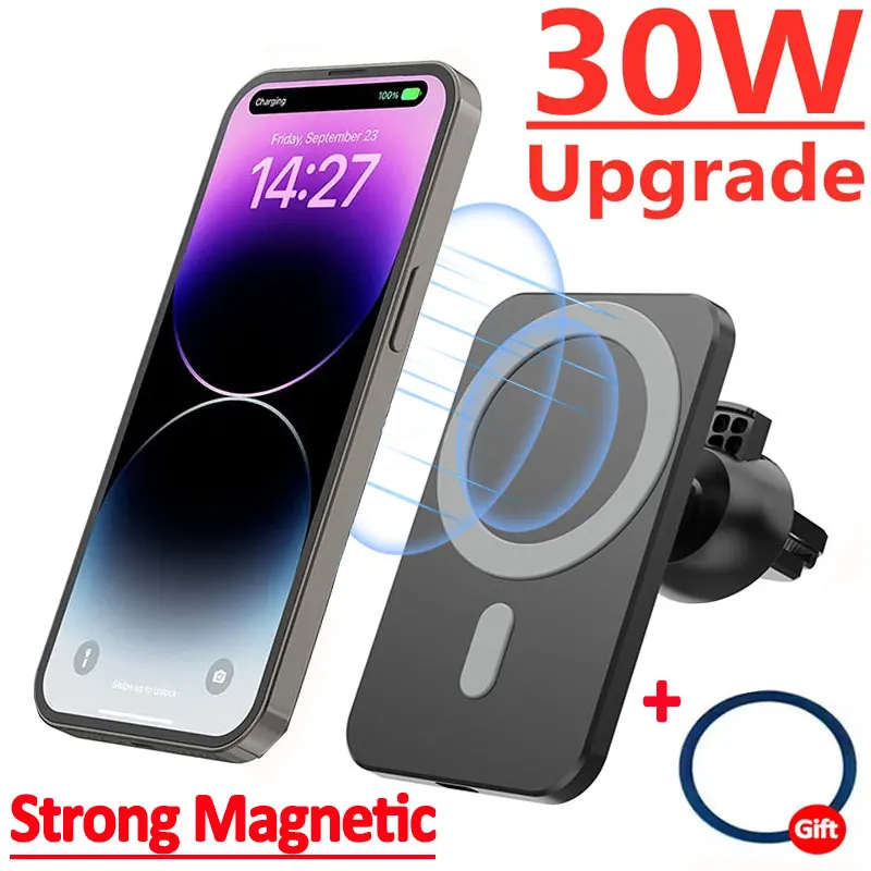 30W Magnetic Car Wireless Chargers Air Vent Phone Holder for iphone 15 14 13 12 Pro Max Xiaomi Magnet Car Charger Fast Charging