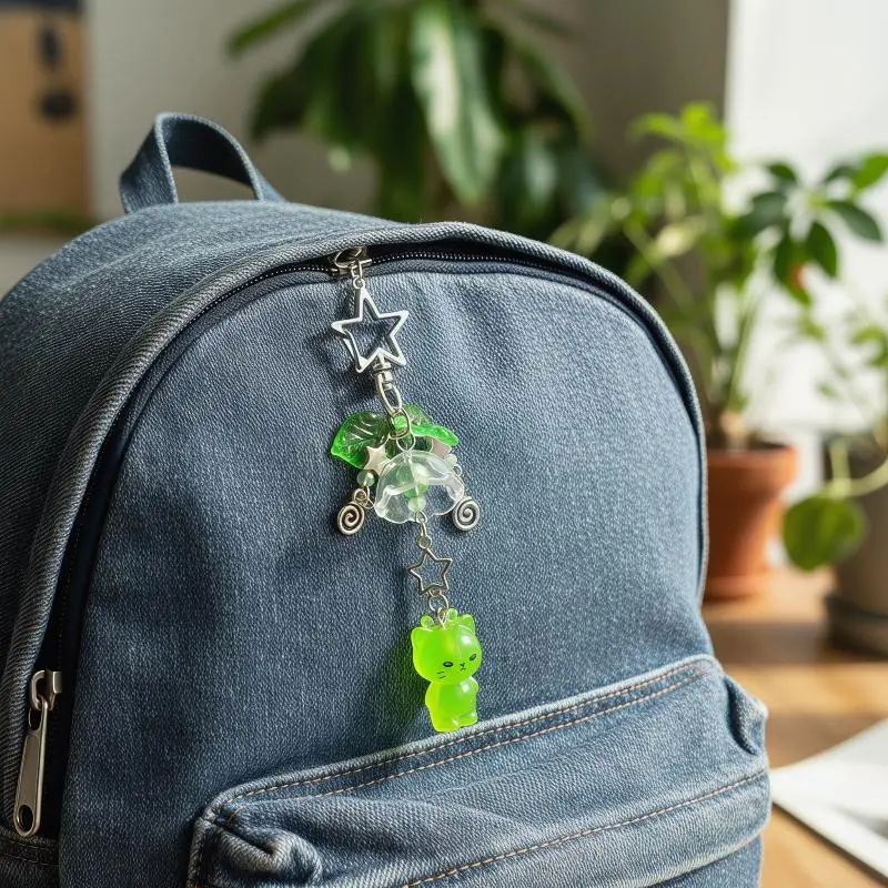 NEW Cute Luminous Alien Cat Keychain Resin Mobile Phone Pendant Bag Charm Backpacks Purses Pendant Party Gift