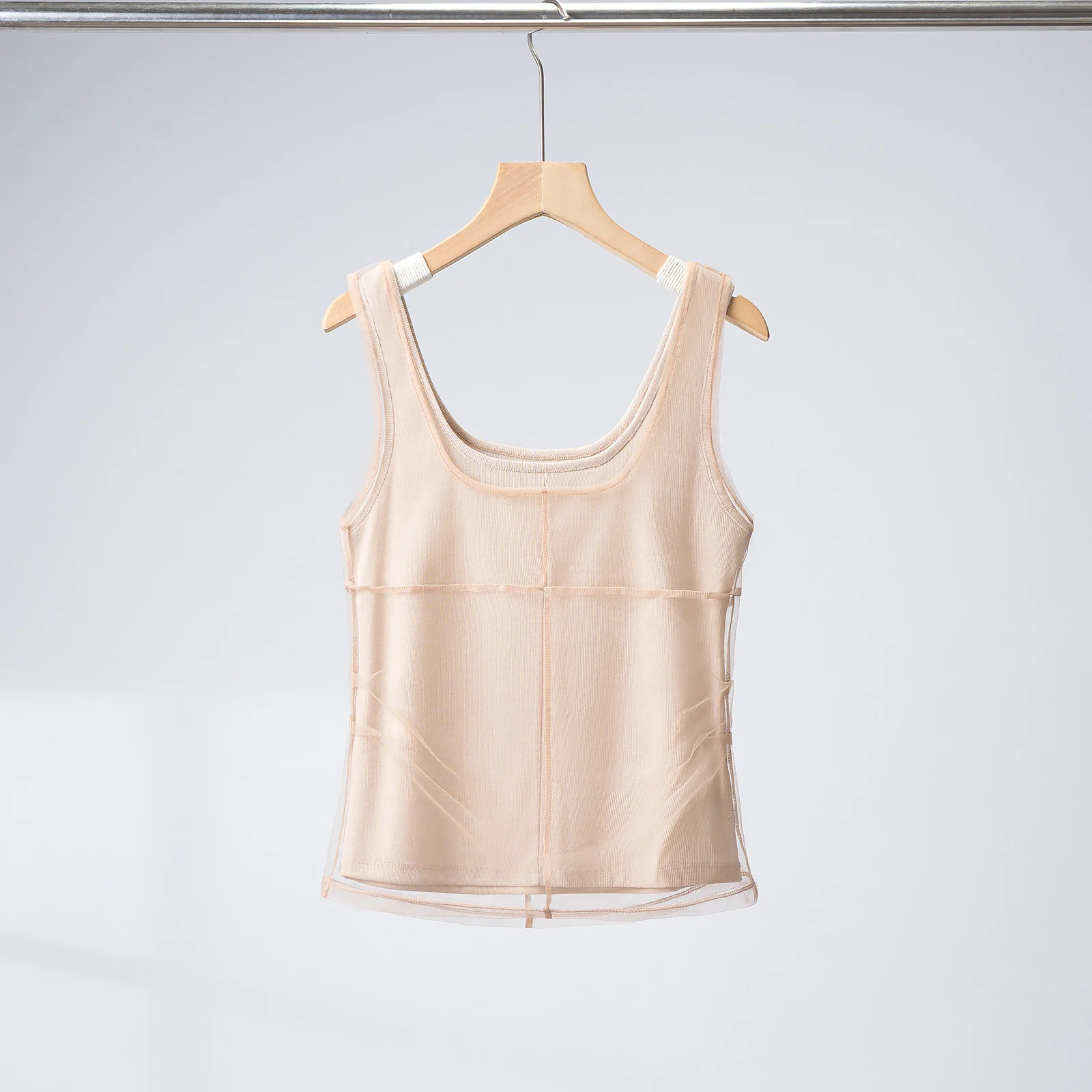 Slim Fit V-Neck Sleeveless Women's Tank Top with Sequin Back Strap Summer Fashion Casual Short Length  Color Zipper Closure
