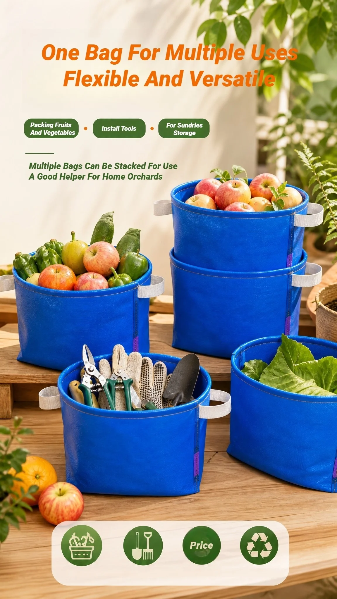 Apron stacked for use in orchards