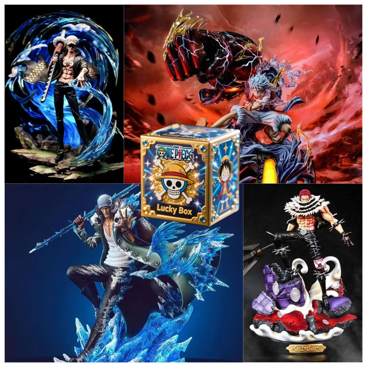 

One Piece Figure Blind Box, Random Collectible Toy with Luffy, Zoro, Sanji, Nami, Chopper, Anime Model Gift for OP Fans