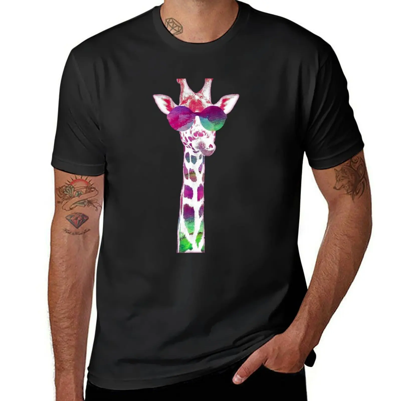 

Colorful Giraffe T-Shirt Blouse plain men clothing