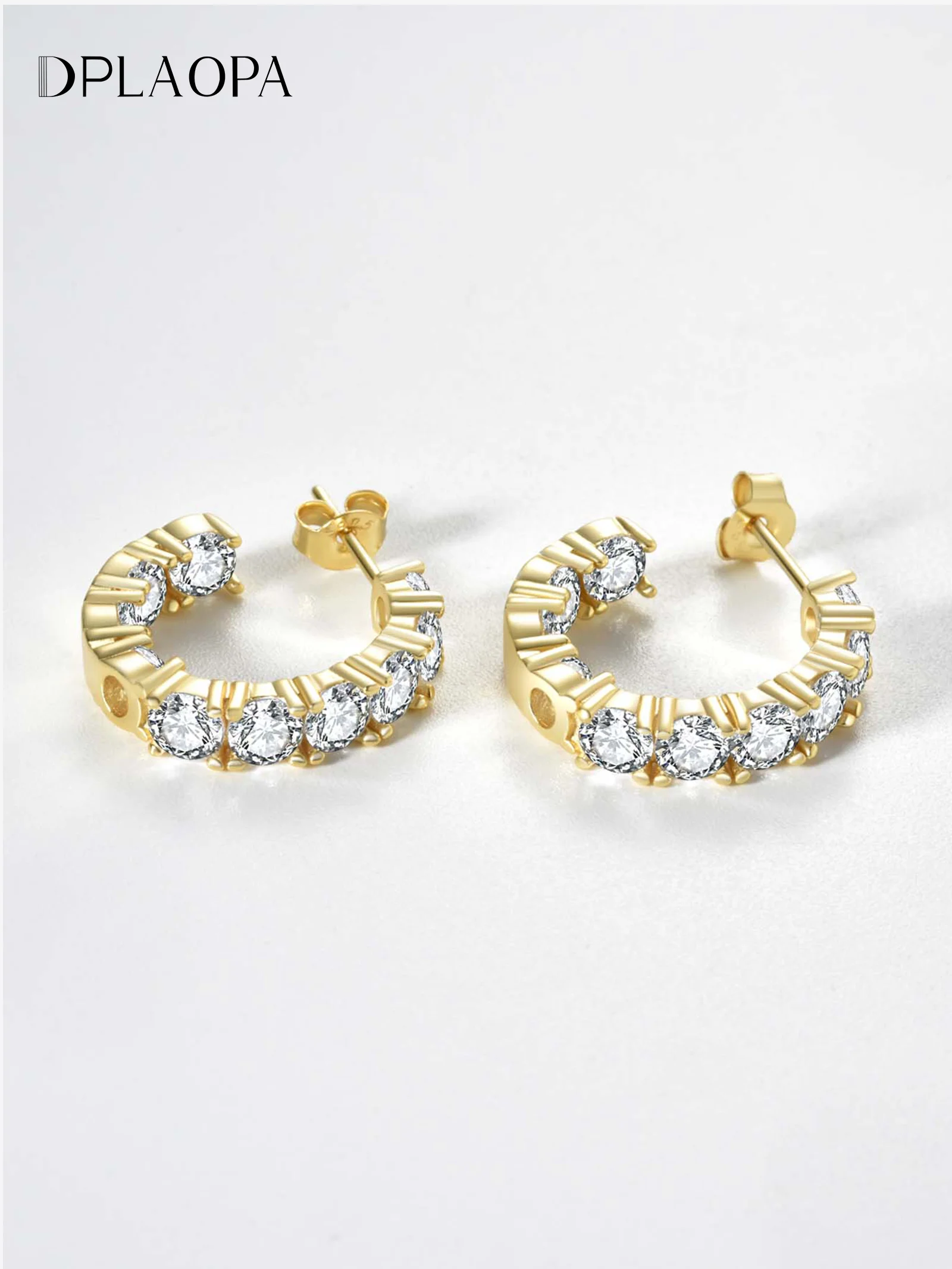

DPLAOPA 100% 925 New Sterling Silver Clear Green Zircon CZ Pirecing Vintage Simple Fine Huggie Hoop Earrings