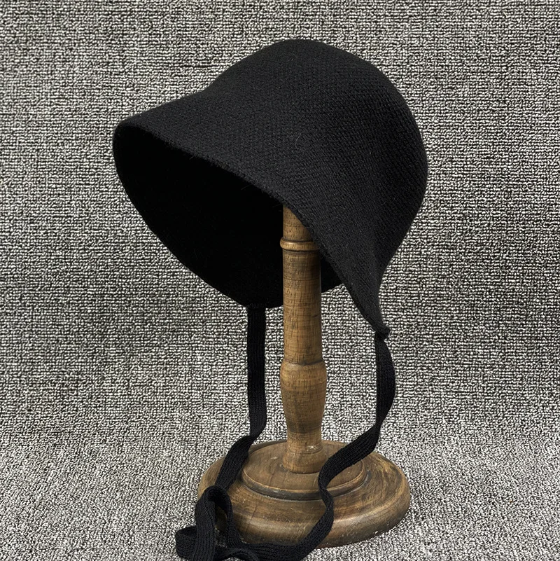 Autumn and Winter Korean Style Little Princess Hat Rear Split Fork Women's Retro Versatile Basin Hat Bucket Hat Knitted Trendy