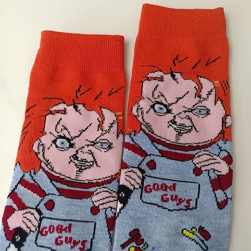 Calcetines Chucky para hombre y mujer, medias de dibujos animados, Anime, Gamers, moda urbana, Hip Hop, novedad, divertido, feliz, diseñador loco