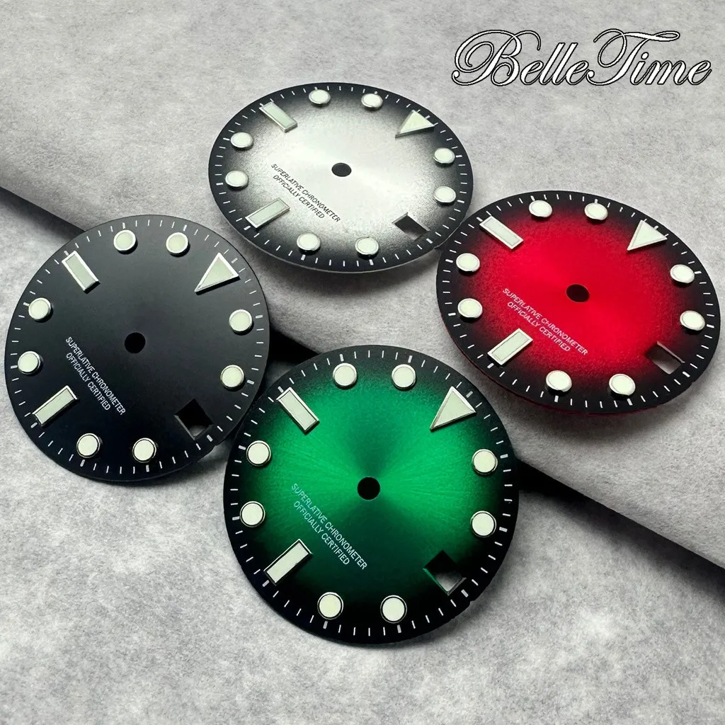 28.5mm Single Calendar Watch Dial Fit NH35 NH36 Movement Green Red Black Gray Green Luminous  Dial Accessories