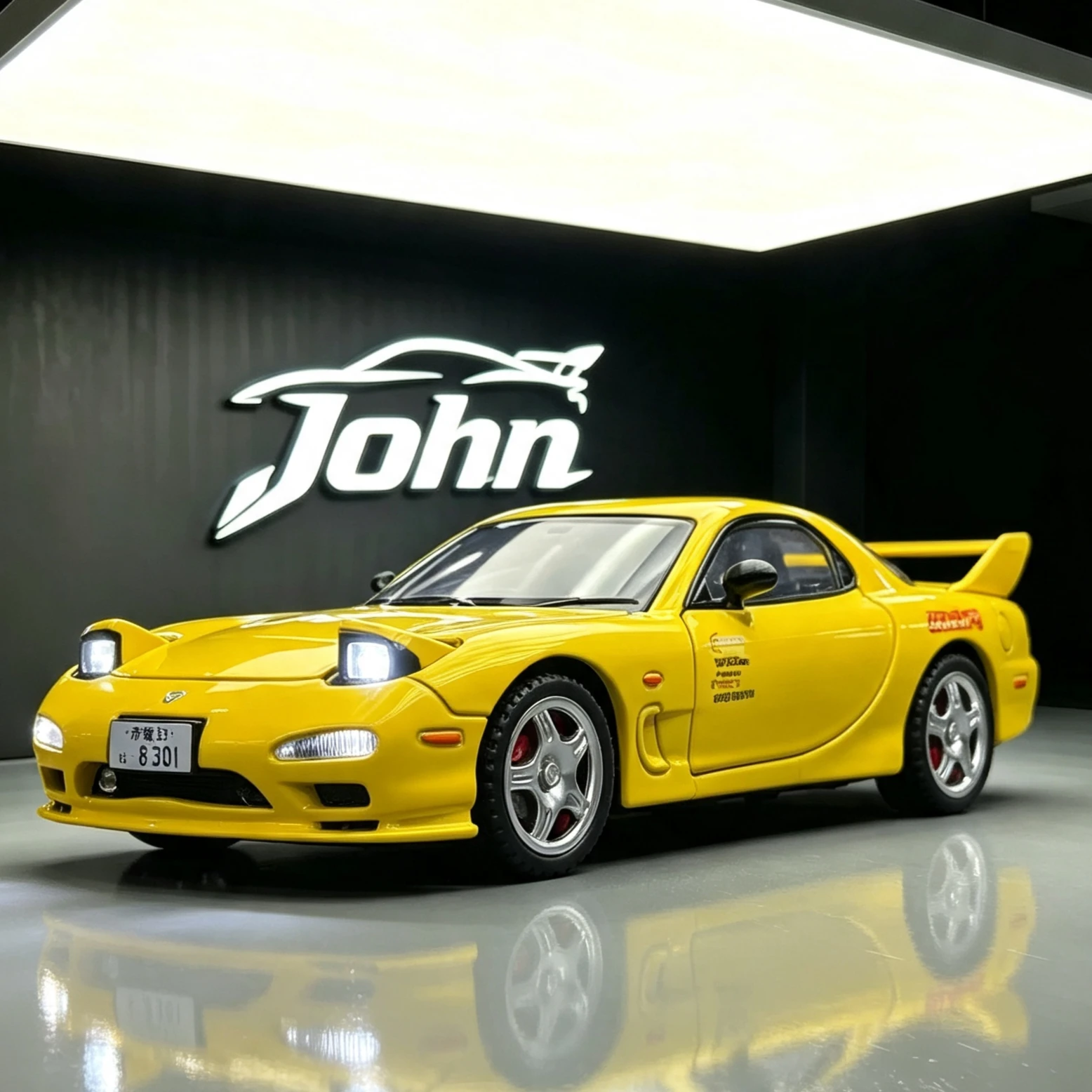 1:28 Mazda RX7‑FD Alloy Diecast Car Model, Shockproof Toy Vehicle with Light & Sound, Collectible Sports Car for boyfriend