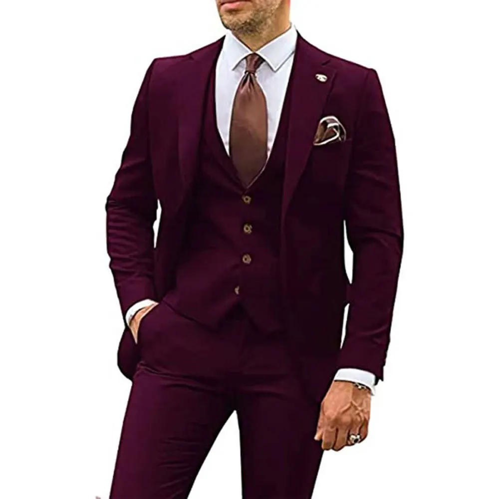 Smoking Slim Fit Groom para homens, ternos de casamento bege, melhor homem Groomsmen terno de festa formal, blazer masculino, DV067, 3 pcs