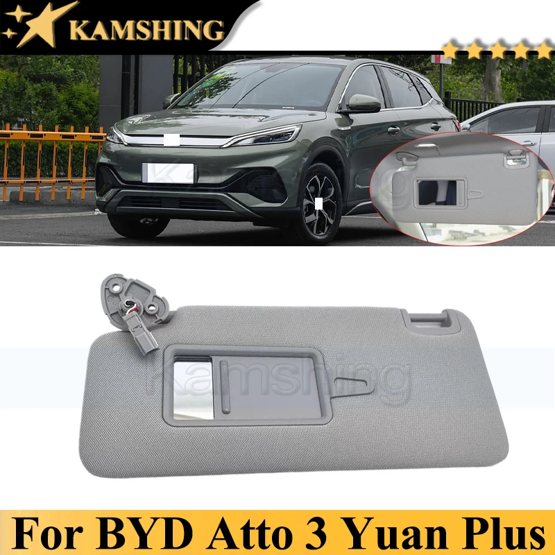 Kamshing Grey Sun Shield Overhead Console Sunvisor For BYD Yuan Plus BYD ATTO 3 Interior Sunvisor With Mirror Glass Sun Visor