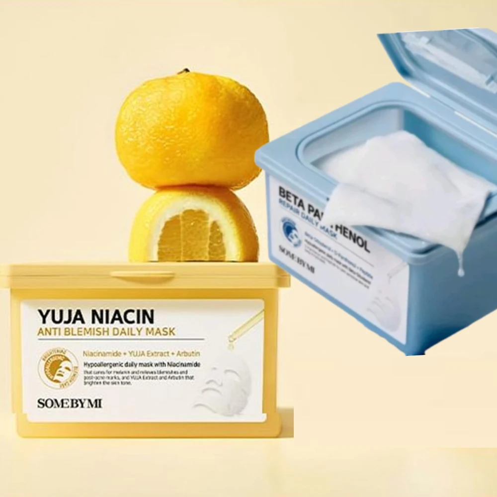 

SOMEBYMI Beta Panthenol Repair Daily Mask с юдзу и ниацином: восстанавливающая, успокаивающая, противовоспалительная, осветляющая, увлажняющая маска для лица