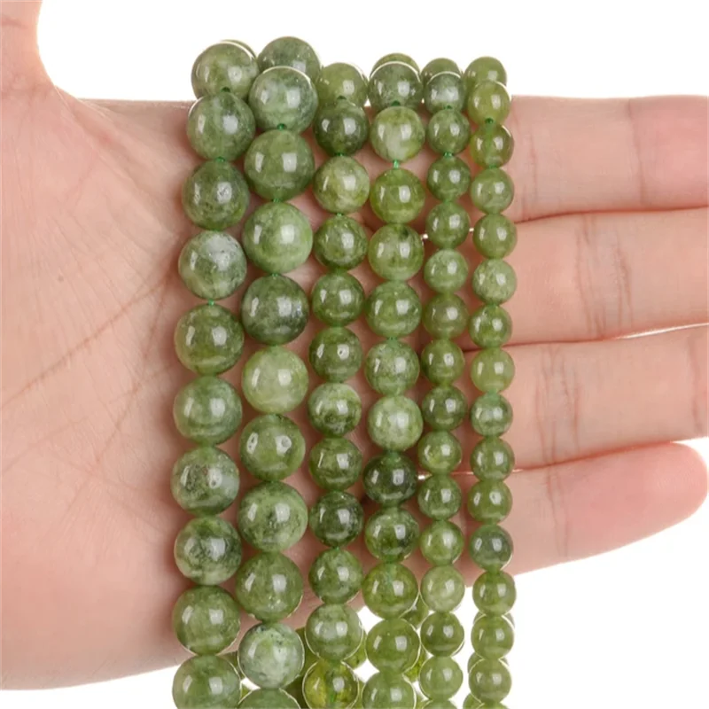 

15inch Natural Stone Beads Canadian Jade beads For Jewelry Making DIY Bracelet 4 6 8 10mm