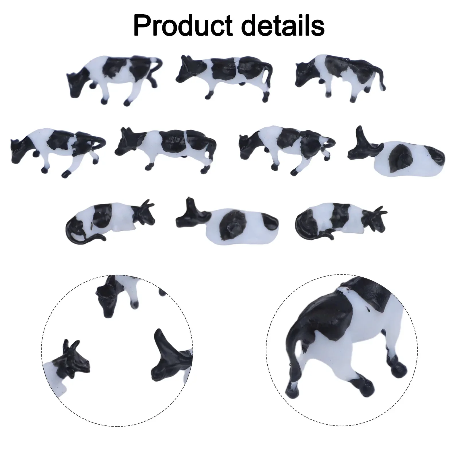 10PCS Realistic 1:87 Scale HO/OO Gauge 00 Black & White Cow Models For Your Model Railway Pack Model DIY Model Accessories