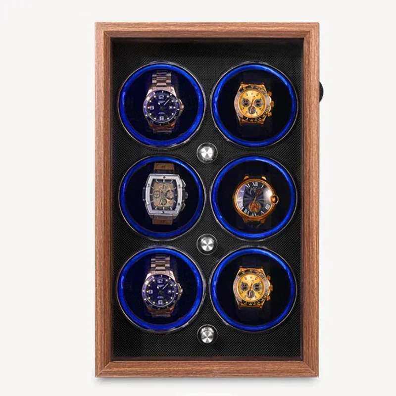 6 Slots Automatic Watch Winder Household Silent Mechanism Movement Mechanical Watches Winding Device Men Watch Organizer Boxes