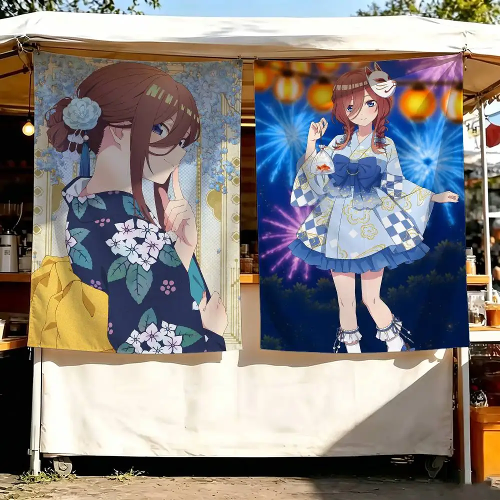 Hot Anime The Q-Quintessential Q-Quintuplets Miku Nakano Flag Digital Printing Banner for Garage Wall Out Door Decoration