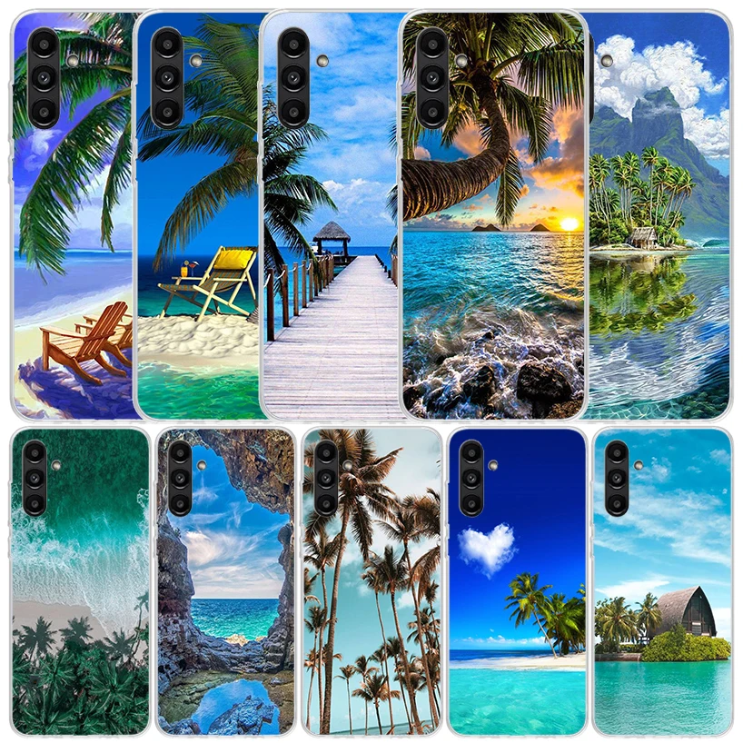 Summer Beach Sunset Sea Palm Tree Phone Case For Samsung Galaxy A15 A14 A13 A12 A55 A54 A53 A52 A35 A34 A33 A32 A25 A24 A23 A22