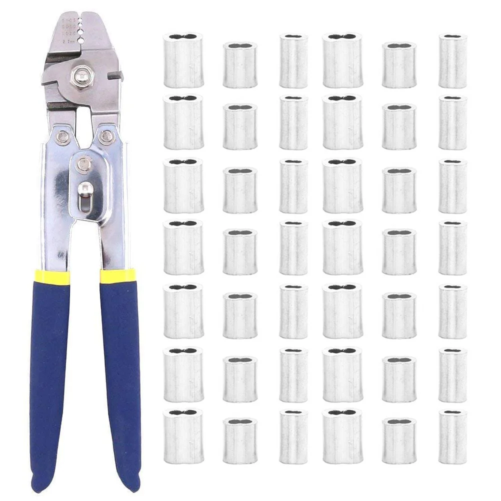 

Fishing Pliers Wire Rope Crimp Tool Double Barrel Ferrule Suite Stainless Steel Cable Crimper High Precision Non Slip Handle