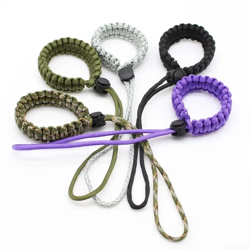 Outdoor Survival Bracelet Paracord Braided Camera Wrist Strap Universal Wrist Mounted Cord Pendant for Hiking Camping