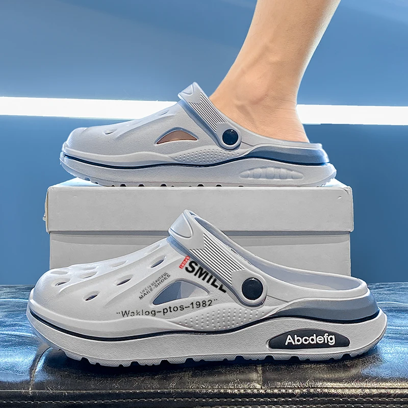 

Men's Summer Outdoor Water Shoes Anti-Slip Soft Bottom Beach Sandals Car Opening Two-Purpose Breathable EVA Slip-On Shoes