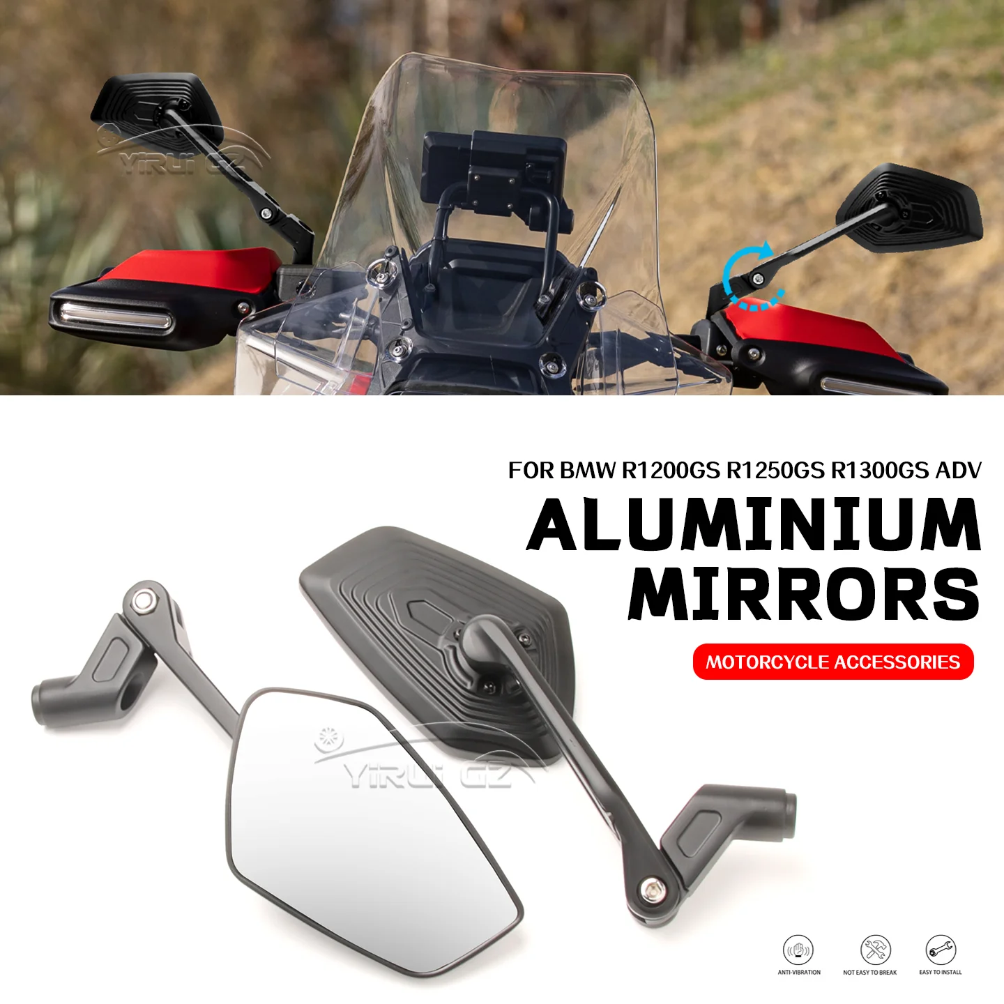 For R1200GS R1200GS ADV R1250 GS ADV Motorcycle Rearview Mirror Aluminum Adjustable Side Rear View Mirrors R1300GS R 1300 GS ADV