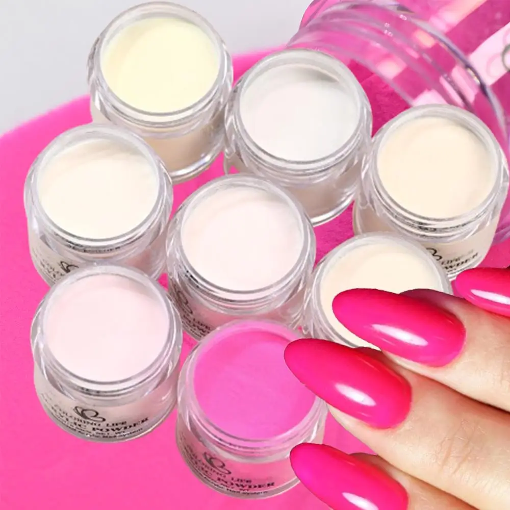 6/8 Gläser Nude Pink Rose Red Acryl-Nagelpuder 3-in-1 für Verlängerung/Modellage/Dipping Pigmentstaub Professionelle Nagel-Kristallpuder