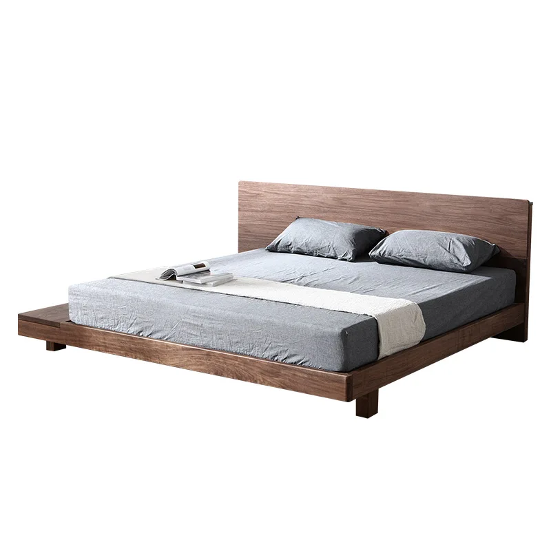 Nordic simple solid wood bed, black walnut 1.5 meters 1.8 meters, red oak log furniture, double bed, environmentally friendly