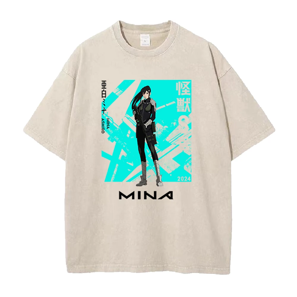 

Аниме Кайдзю No. 8. Ashiro Mina, милая футболка с принтом для мужчин и женщин, летние хлопковые футболки с круглым вырезом, футболка в стиле Харадзюку, винтажная футболка унисекс