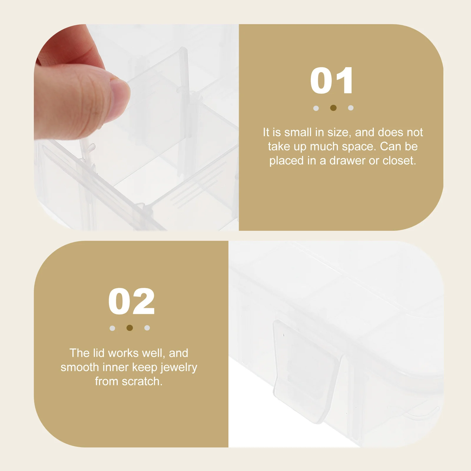 

Plastic Jewelry 24-Compartment Storage Box Clear Organizer Case for Beads Crafts Parts Tools -Compartment Box Button Case