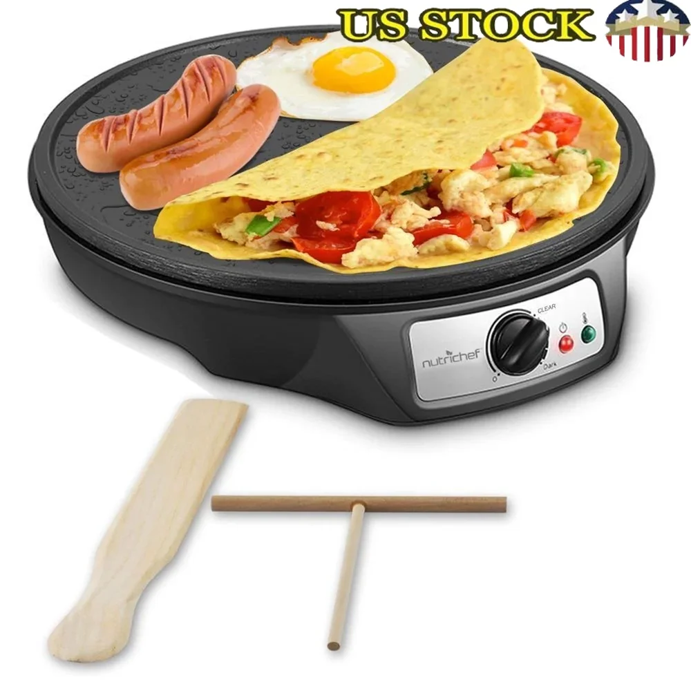 

Electric Griddle Crepe Maker Non-Stick Cooktop Pancake Hot Plate Temperature Adjustable Compact Design Ultra Quiet Cooking