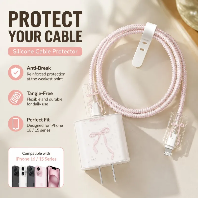 Charger Cable Protective Cover Compatible for IPhone 16 15 Power Adapter Anti-break Silicone Shell Prevent Charging Fracture