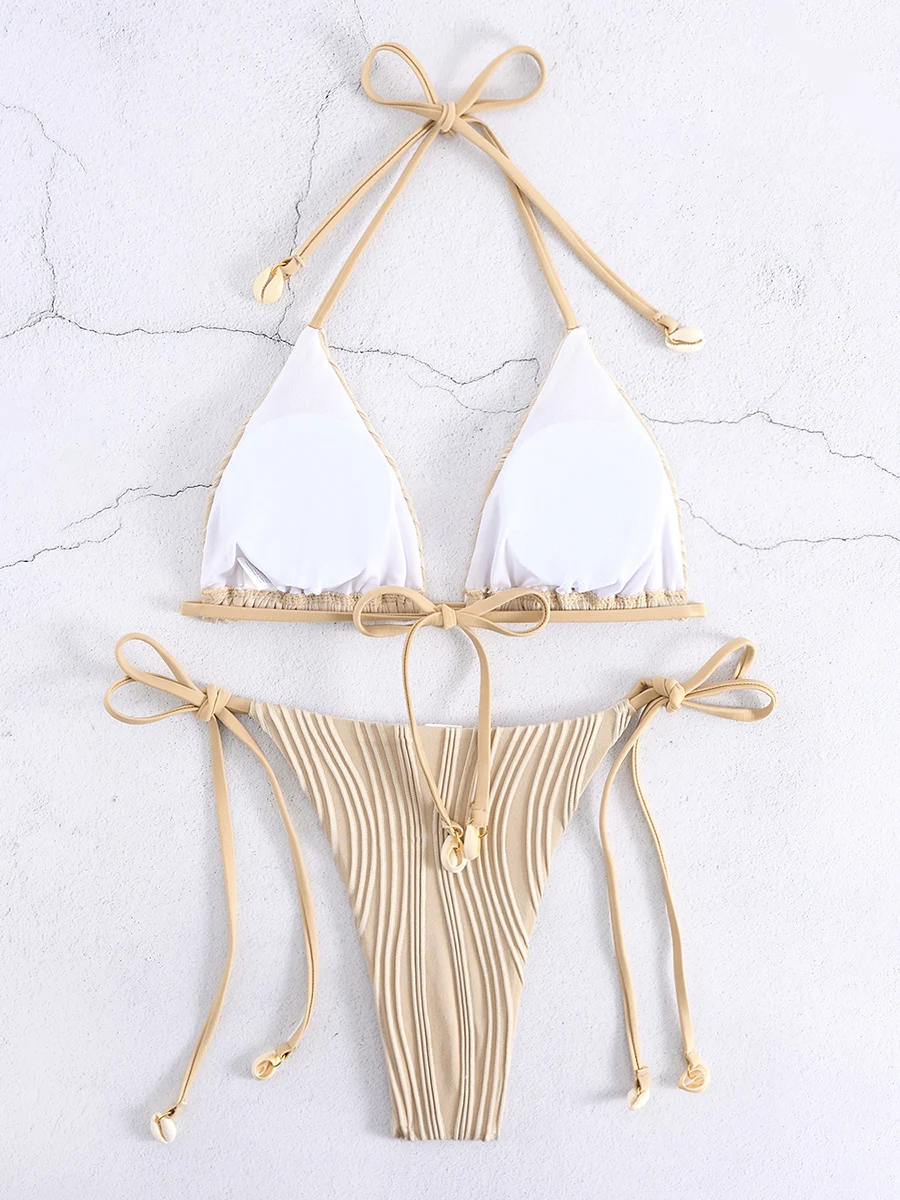 Triangle Sexy Bikini 2025 Women String Swimwear Female Solid halter Swimsuit Bathers Swimming Bathing Swim Suit Summer Beachwear