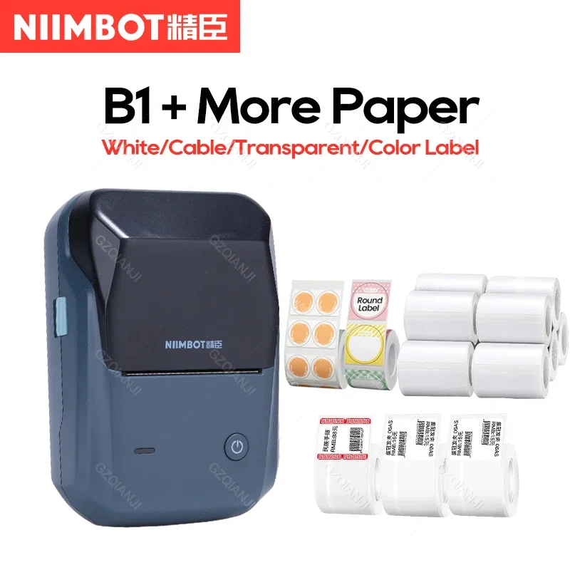 Niimbot B1 Label Printer New arrival Portable Thermal Labeller Maker Barcode QR Code Self-adhesive Sticker Paper Rolls Bluetooth