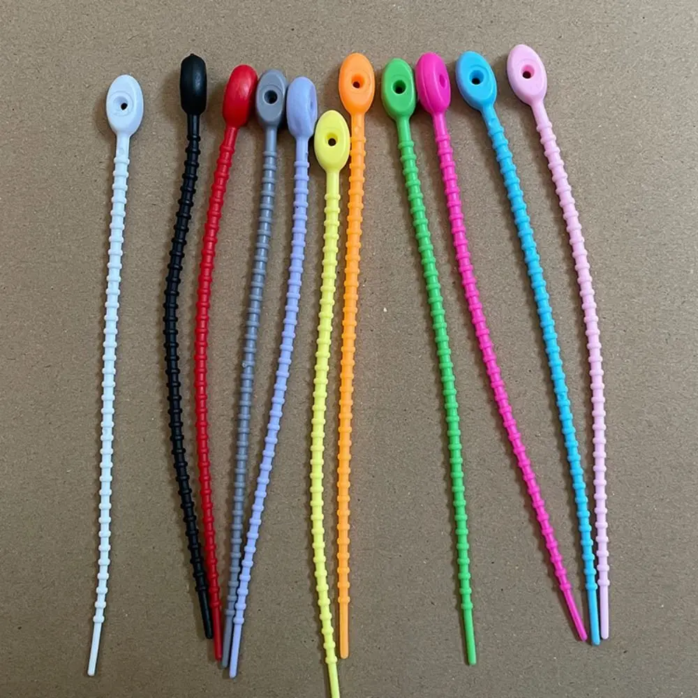 3 PCS Novel Candy Colors Silicone Tie Tadpole Shape Silicone Material Key Lanyard Reusable Bag Accessories Lanyard Wire Bundle