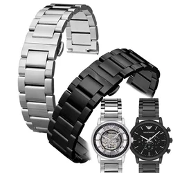 Stainless Steel Watch Strap for Armani Black Warrior Ar60008 1970 2447 Men's Comfortable Watch Band Accessories 18 20 22 24mm