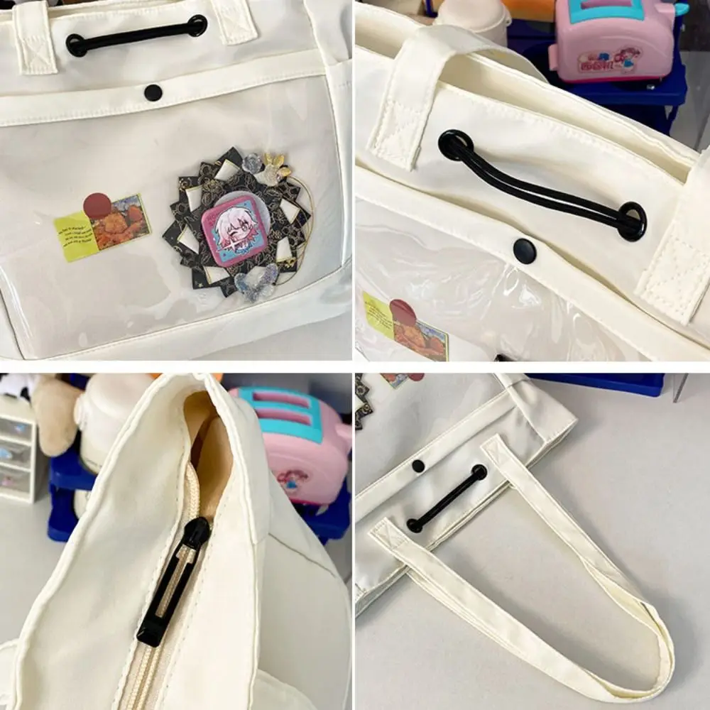 Kawaii PVC Transparent Itabag Nylon Doll Display Canvas Tote Bag Large Capacity Zipper Student School Bag Travel