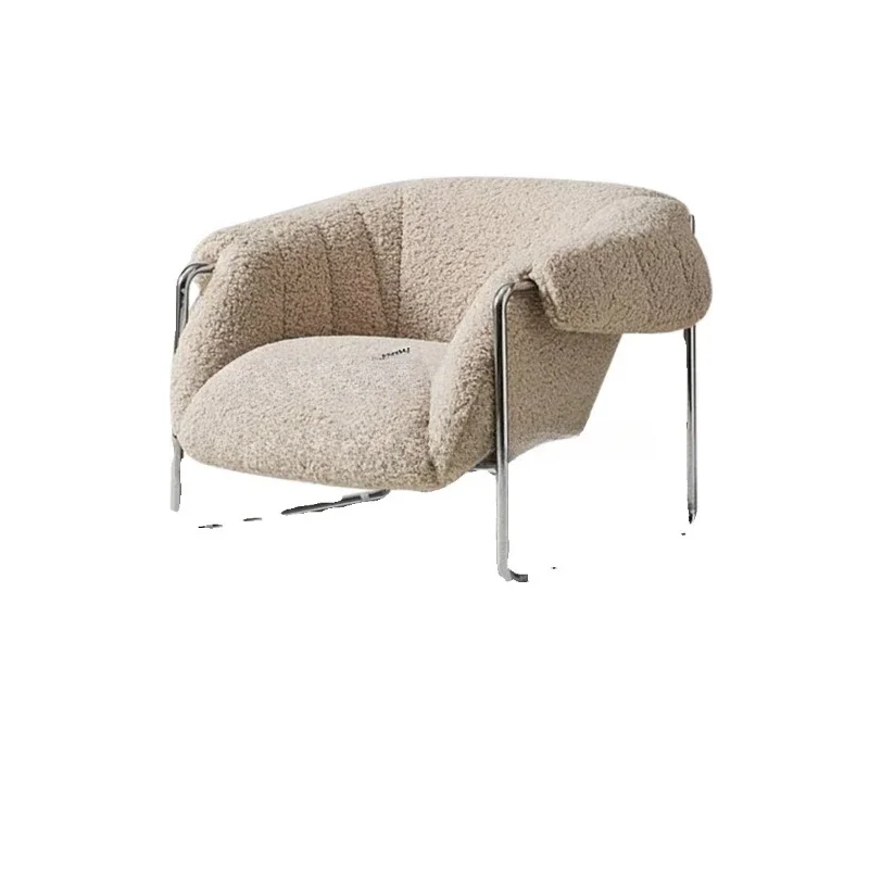 

Sofa living room chair, stainless steel sofa chair, lamb wool casual back chair