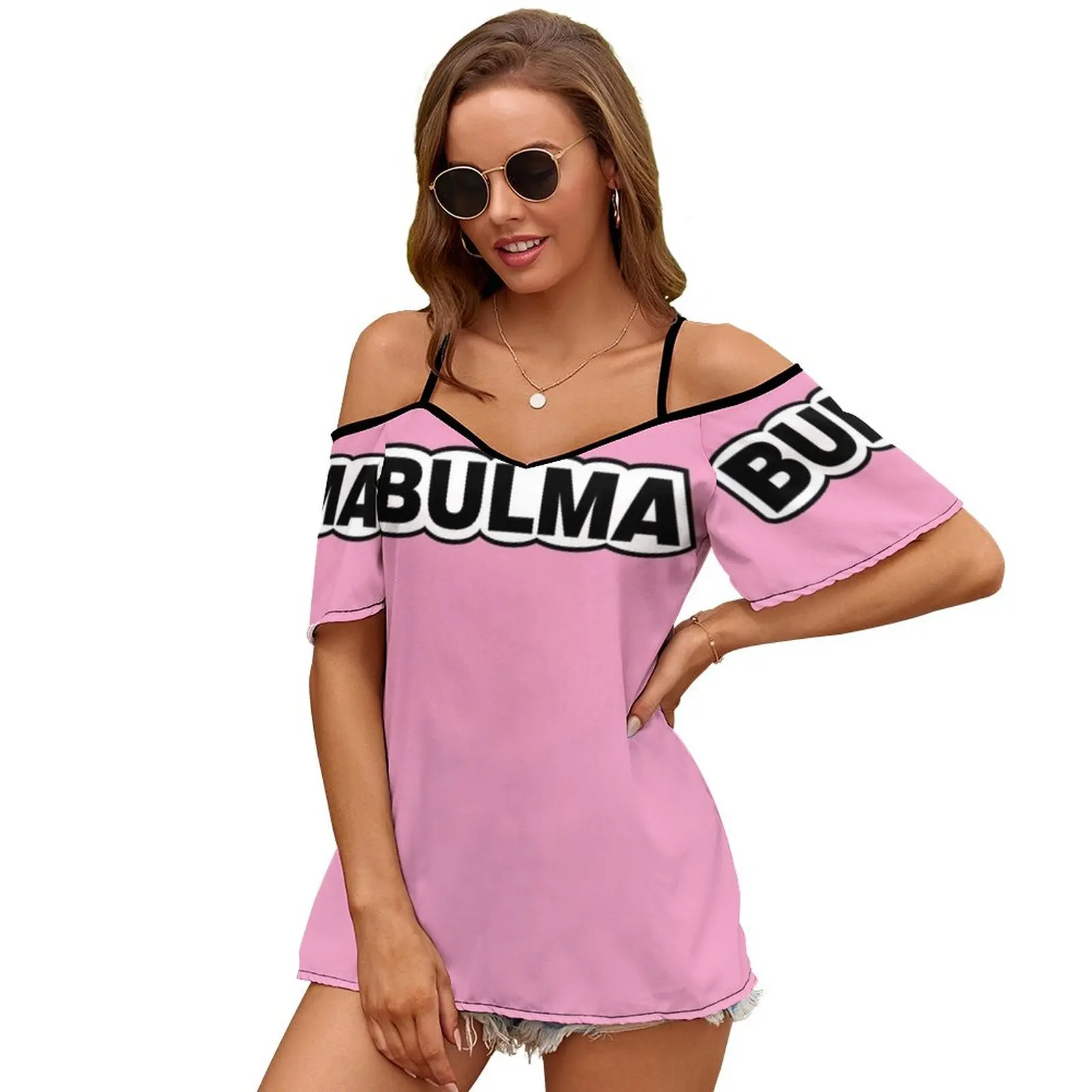 Bulma damski T-Shirt letni modny nadruk kwiatowy dekolt w serek Zipper Tshirt Hollow sweter Top damski Bulma przesłany Apr 2017