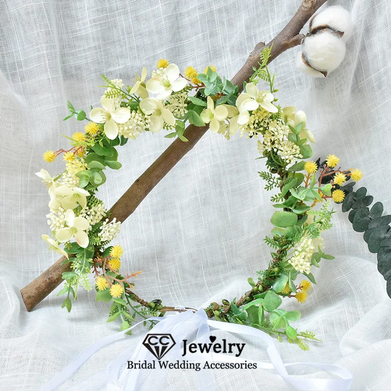 CC Flower Hairbands for Women Wedding Accessories Bridal Headpiece Engagement Hair Ornament 100% Handmade Wreath Prom Dress DD23