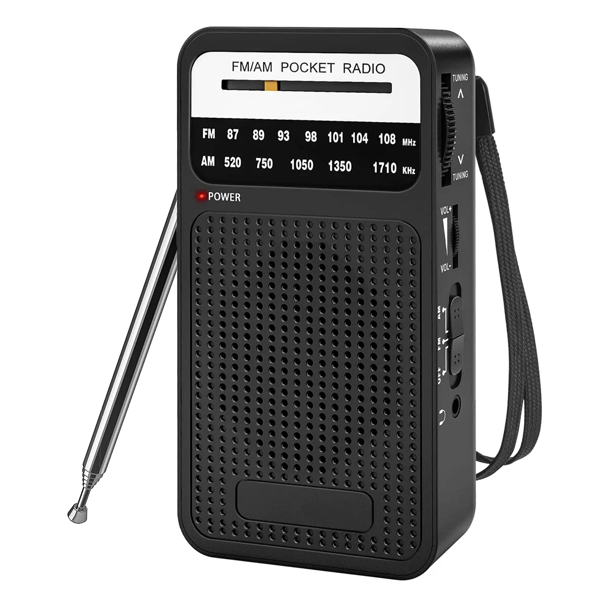 Radio de bolsillo AM FM, radio transistores con altavoz, conector para auriculares, radio portátil para uso en interiores y exteriores DY