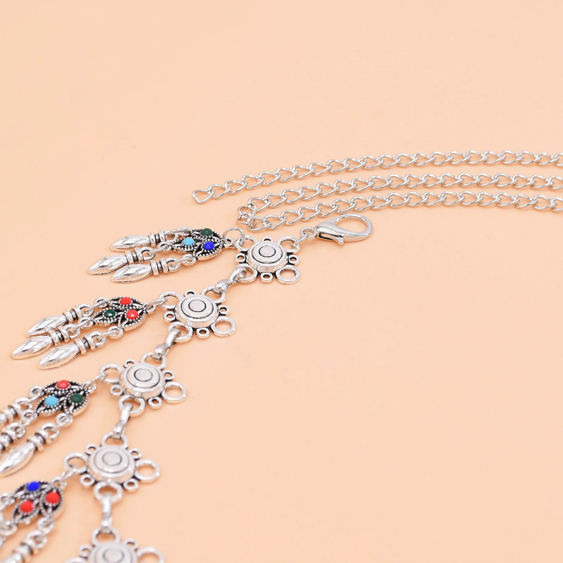 خمر سبائك فضية شرابة الخصر سلسلة للنساء المعادن منحوتة الهندسة الهندية الأفغانية الغجر تركيا البطن مجوهرات الإكسسوار هدية