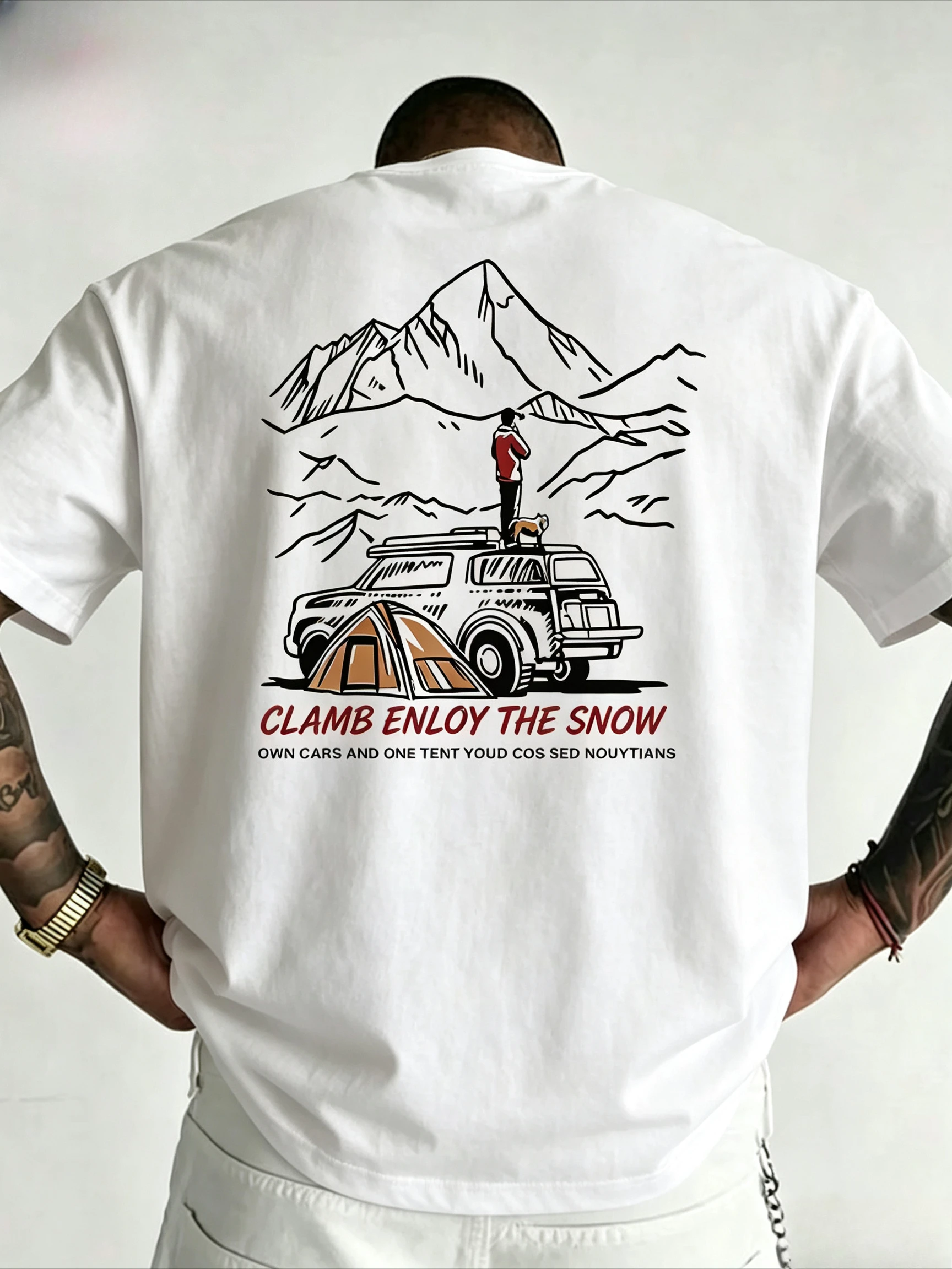 2026 Family Matching T‑Shirt Wilderness Adventure Camping Mountain SUV Back‑Print Parent‑Child Short Sleeve Matching Outfit Tee