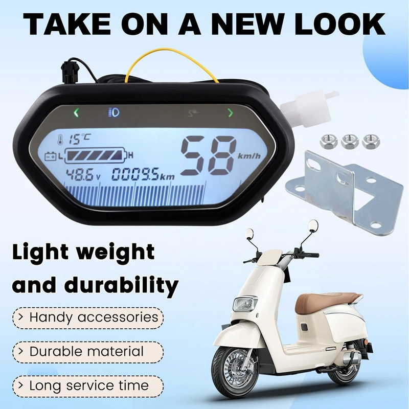 48V 60V 72V Electric Motorcycle Digital LCD Odometer Speedometer Tachometer