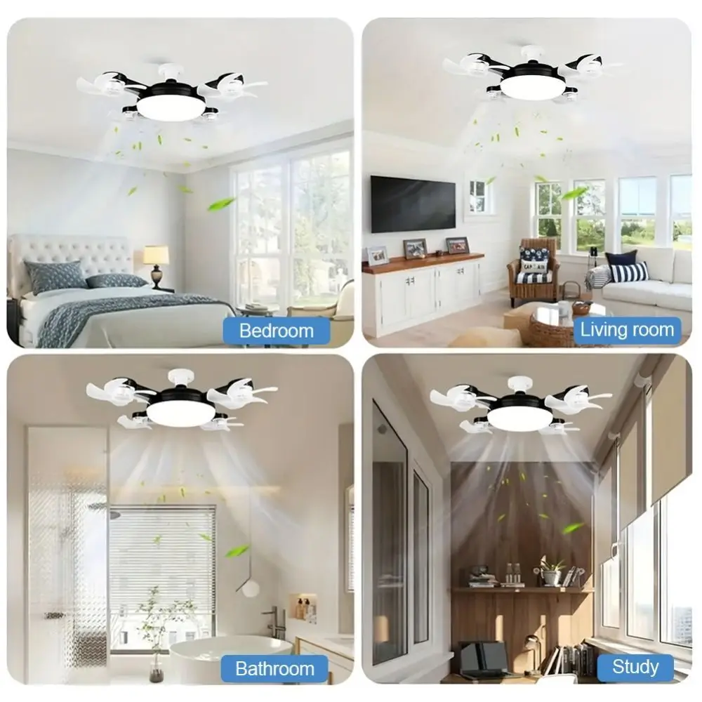 Simple 2 in 1 Ceiling Fan 3 Gears Dimming Remote Control Hanging Fan with LED Light Energy Saving Quiet Ceiling Lamp Home Decor