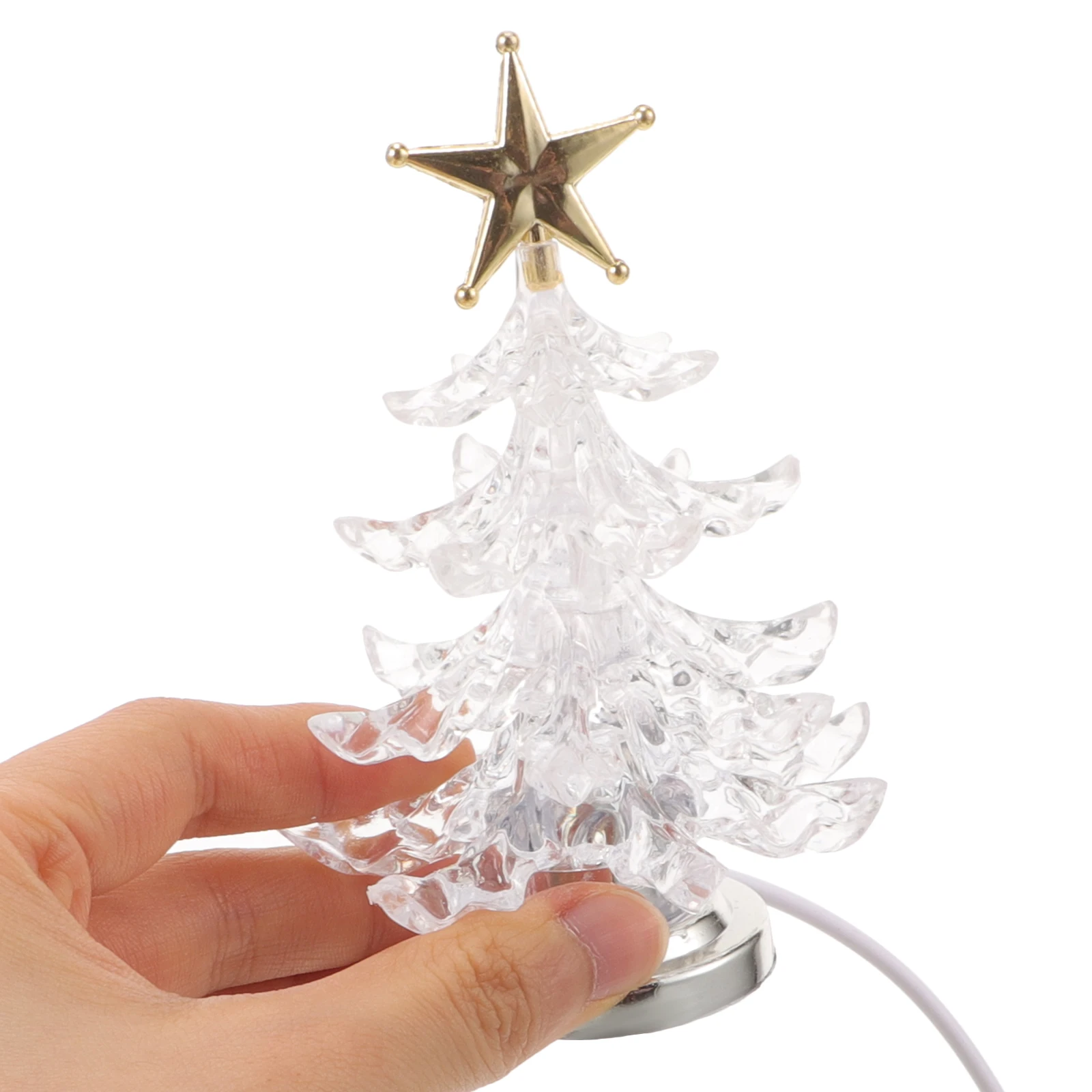 

2 Pcs Glowing Christmas Tree Night Lights Indoor Lighted Tabletop Operated Desk Office