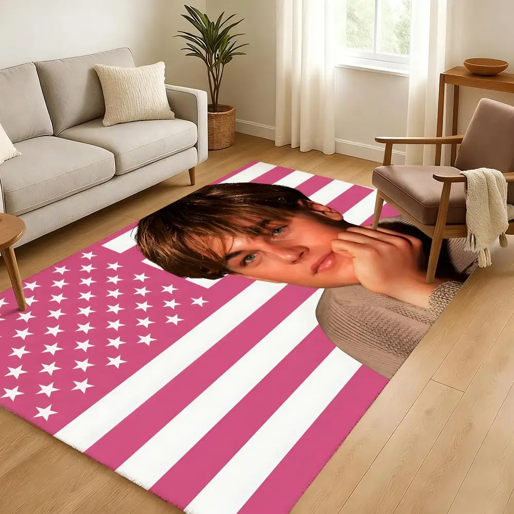 L-Leonardo Dicaprio Young Floor Mat Soft Thickened Absorbent Non-Slip Bedroom Living Room Door Mat Home Decor Flannel Rugs