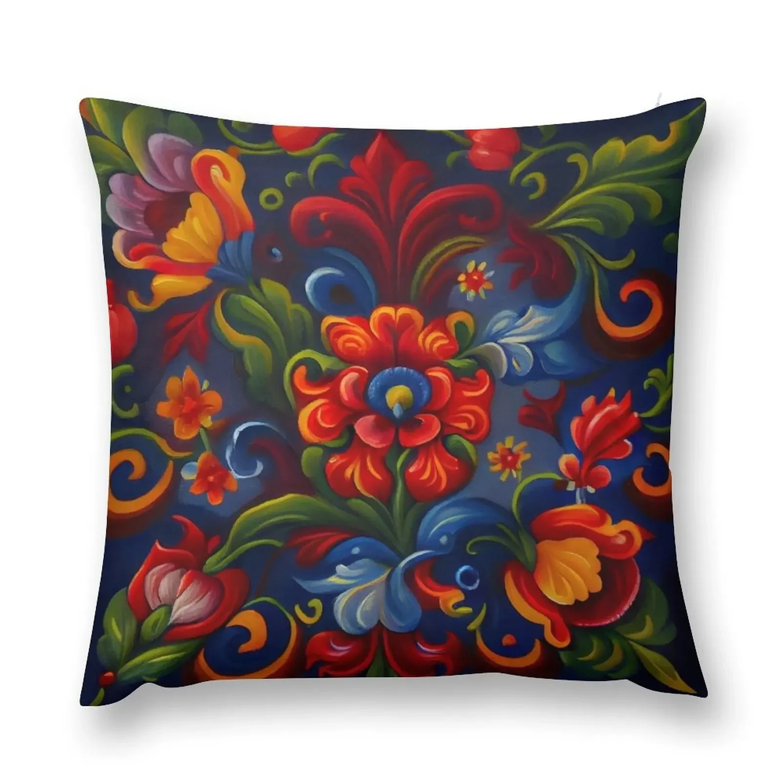 Norwegian Rosemaling-Oil On Canvas #4 Throw Pillow Luxury Sofa Cushions Sofa Cushion Cover pillow