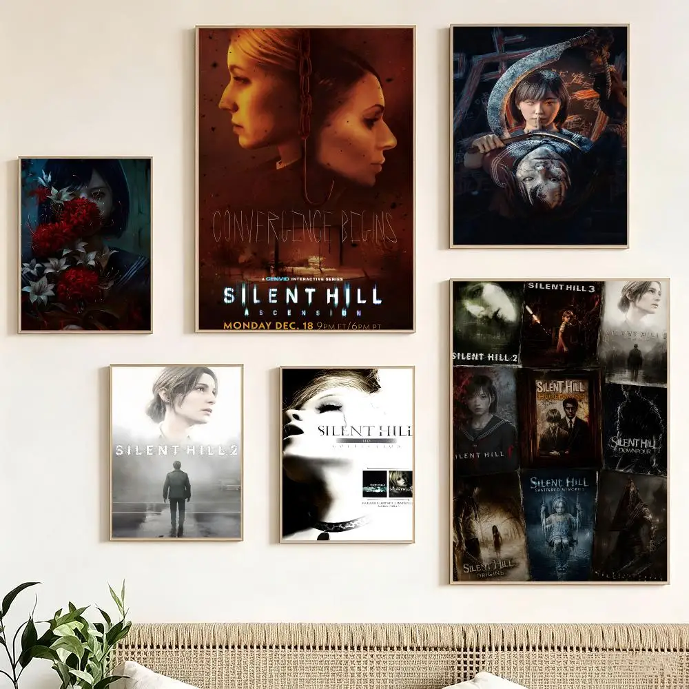 Merch Movie S-Silent Hill Poster Pegatina artistica HD autoadhesiva impermeable para salon dormitorio