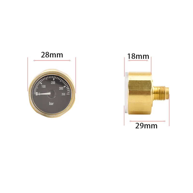 HPA 350BAR Pressure Gauge Black 28MM Paintball Regulator Scuba Diving CO2 Soda Water Station Aquarium Air Tank Soft Accesories